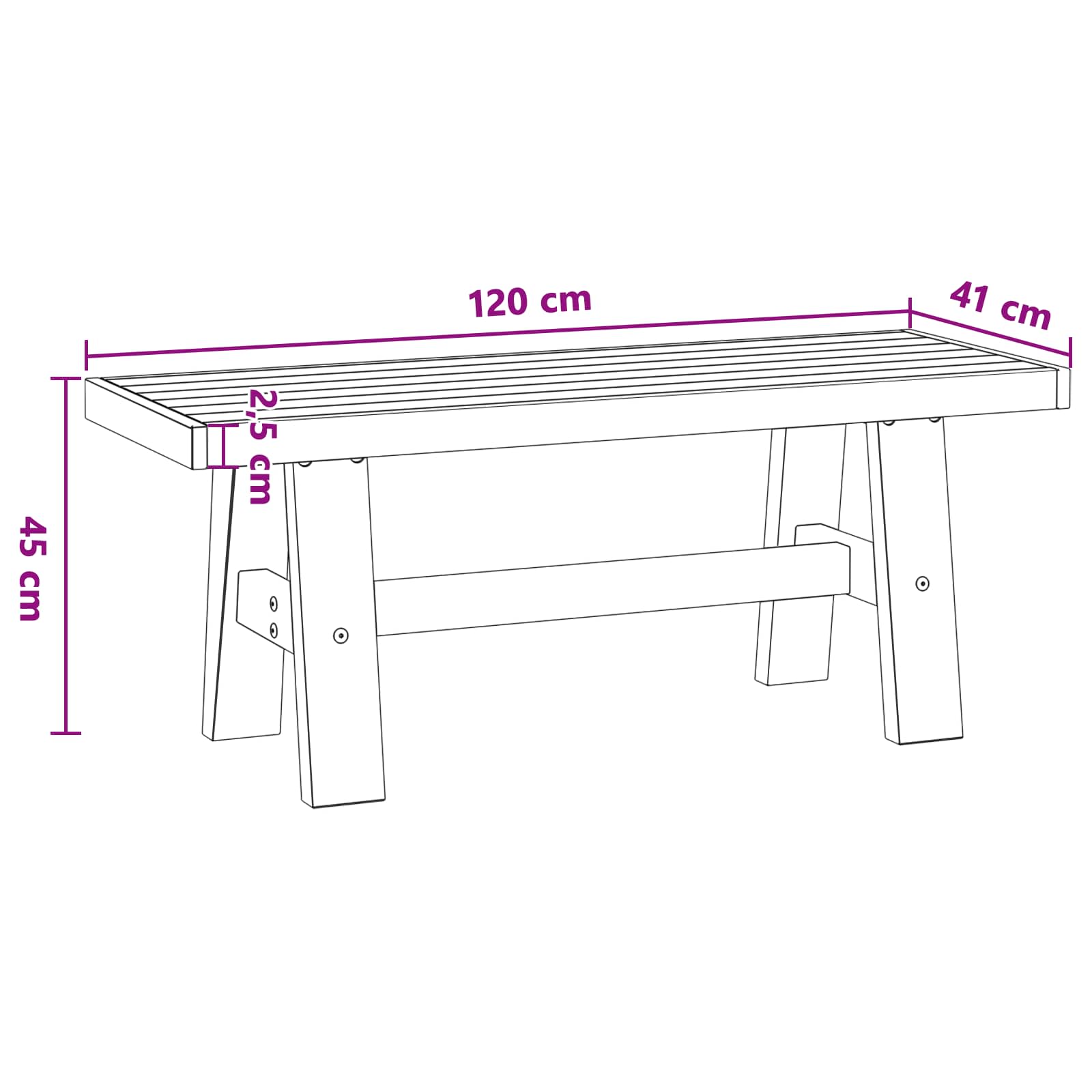Klupa za blagovanje NOAIN 120 x 41 x 45 cm Masivna borovina