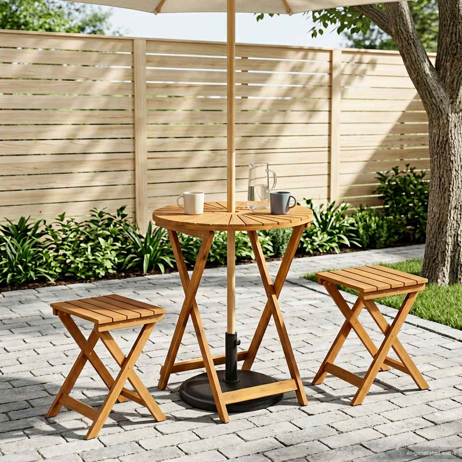 Preklopni vrtni stol Prirodna Ø60 x 75 cm Čvrsto drvo akacije