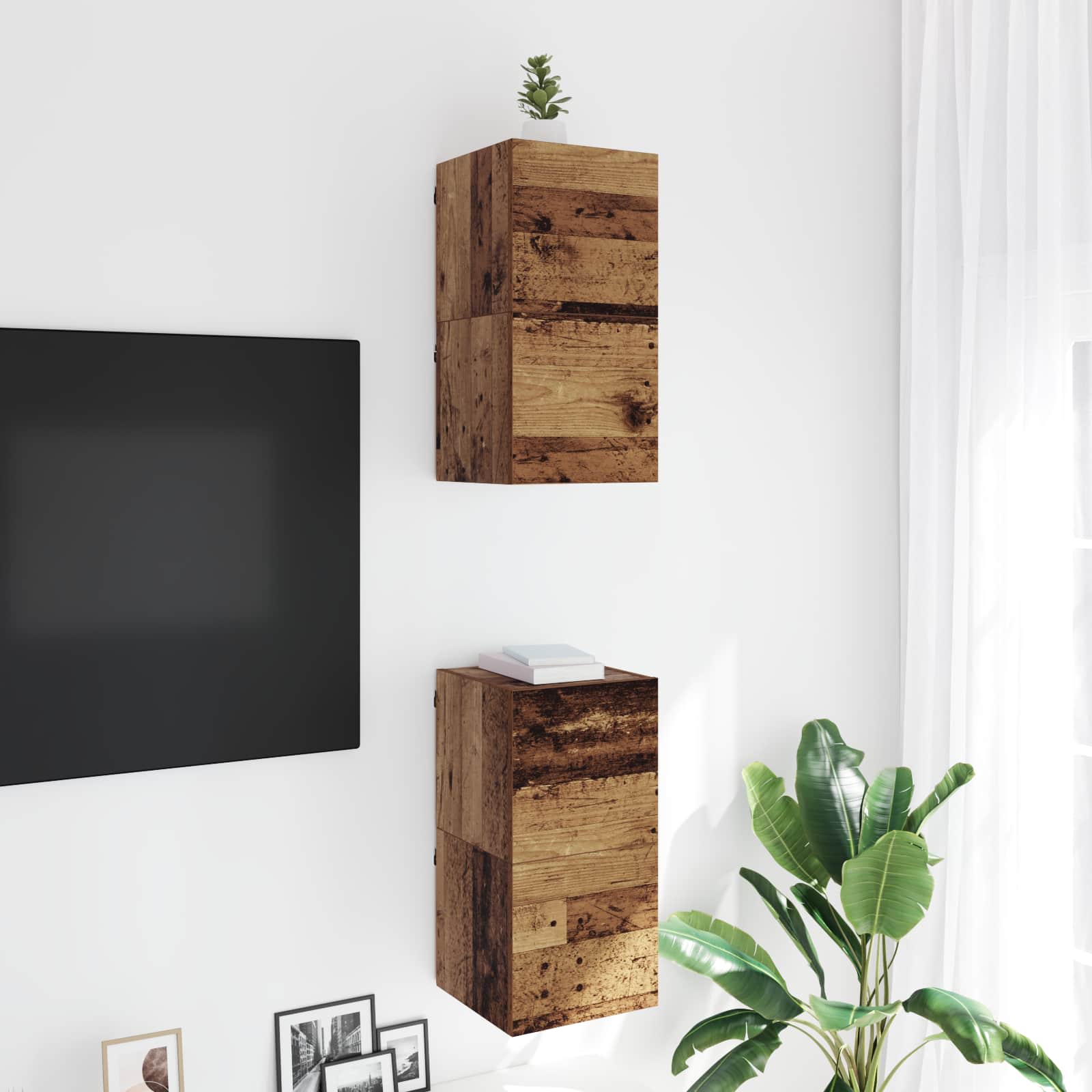 Ormar za TV montiran na zid Zidne Staro drvo 30,5 x 30 x 30 cm
