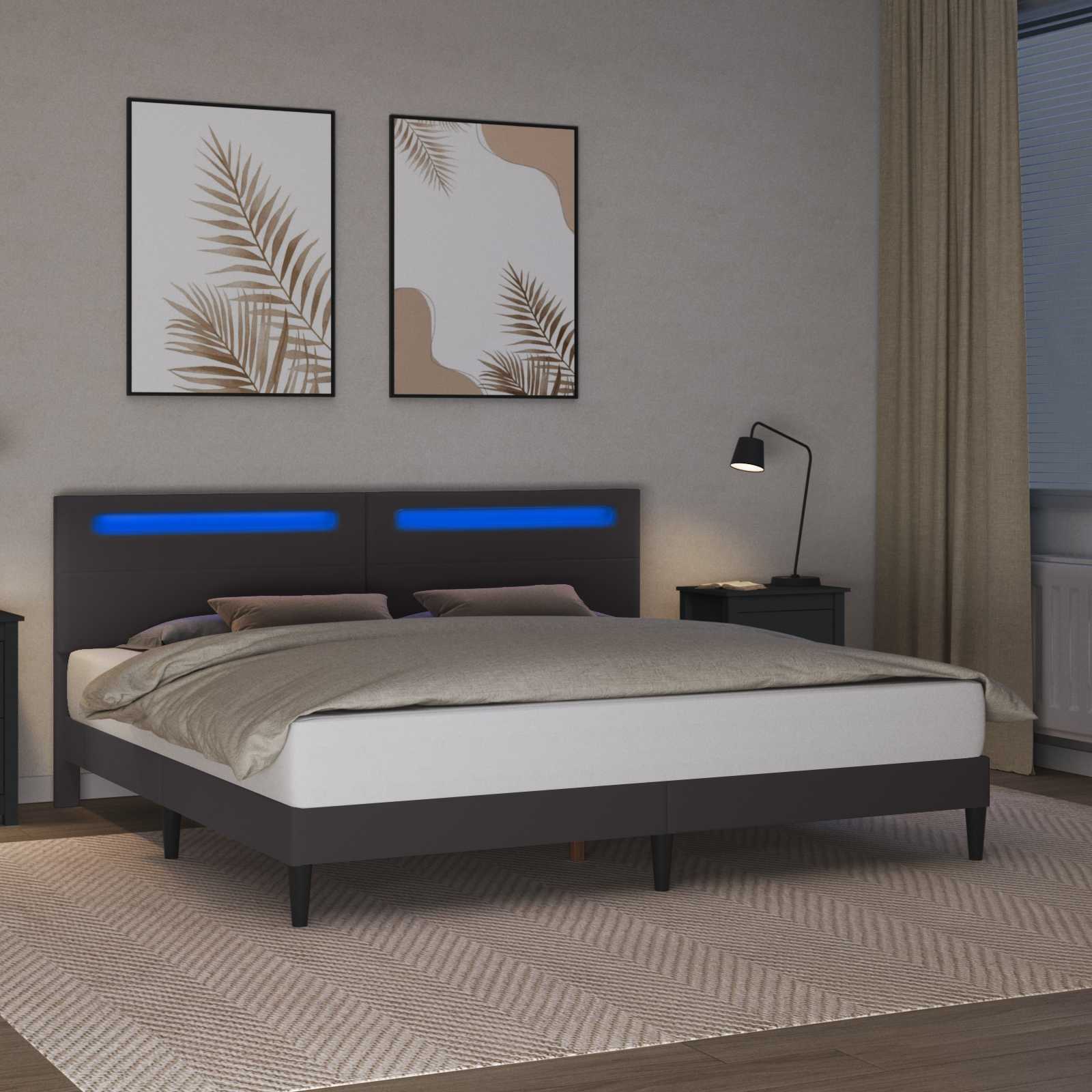 Krevetna konstrukcija Siva 200 x 200 cm Umjetna koža