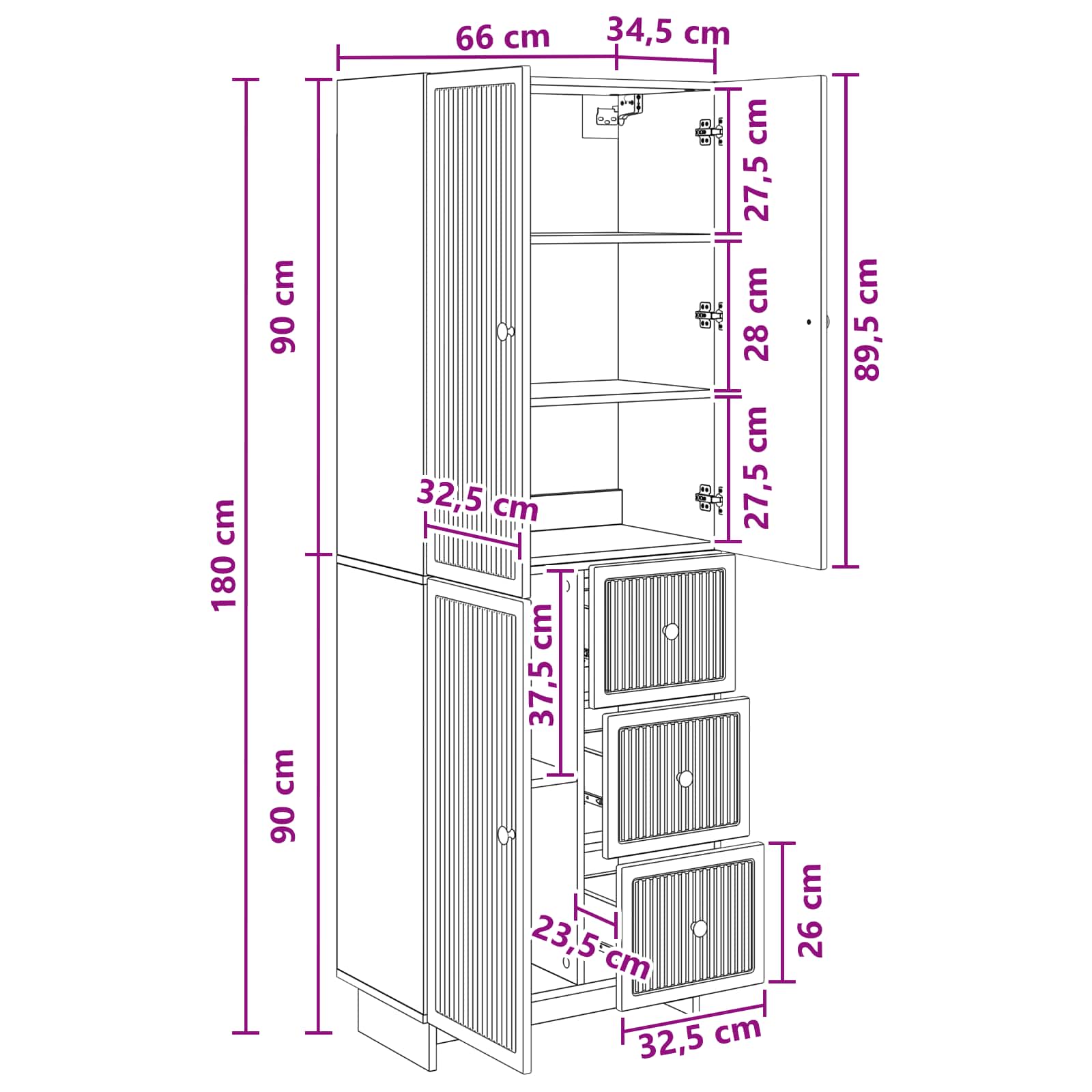 Set ormara 2 pcs 66 x 34,5 x 90 cm Konstruirano drvo