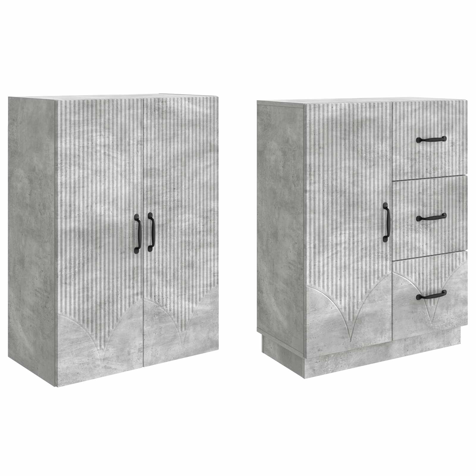 Set ormara 2 pcs Betonska siva Konstruirano drvo