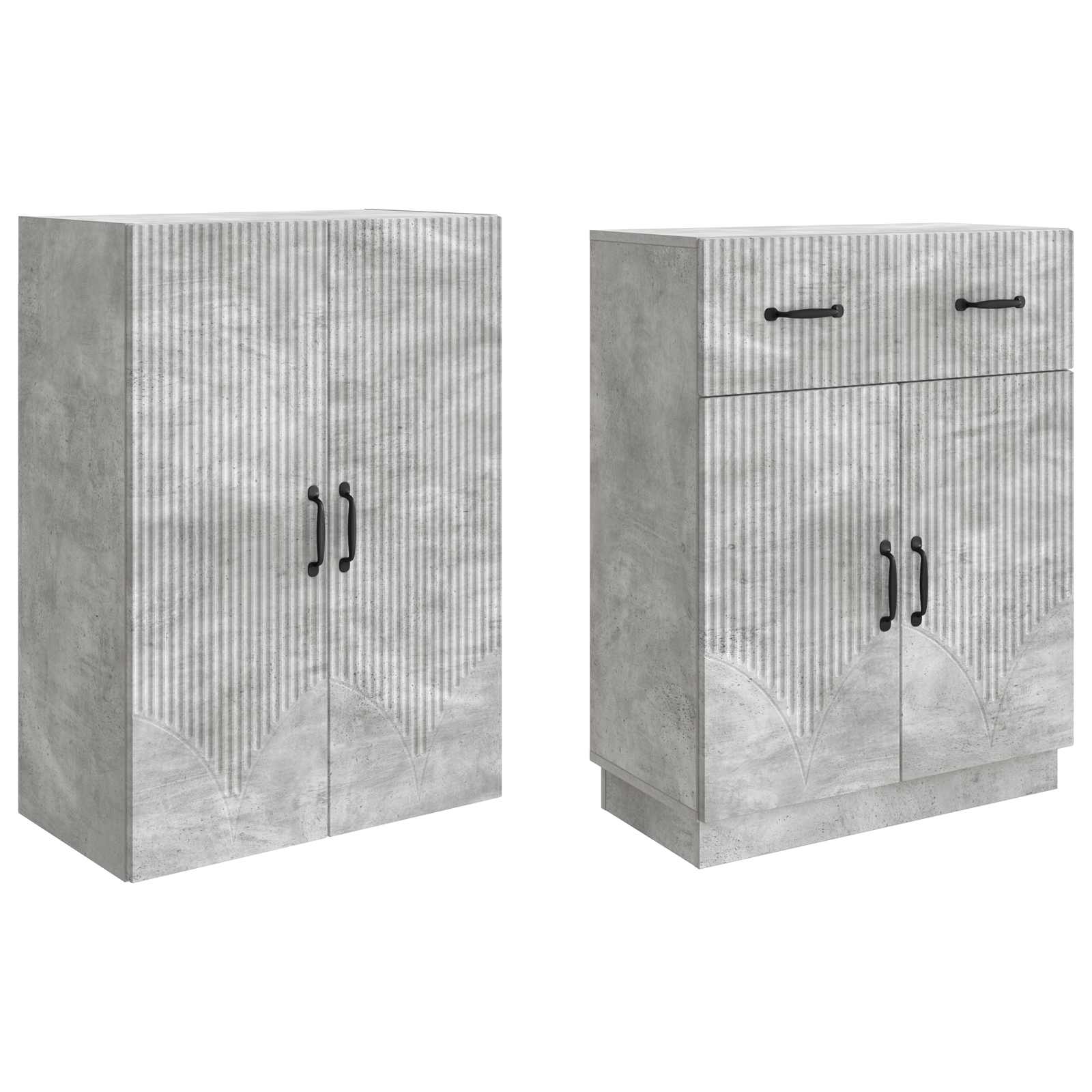 Set ormara 2 pcs Betonska siva Konstruirano drvo
