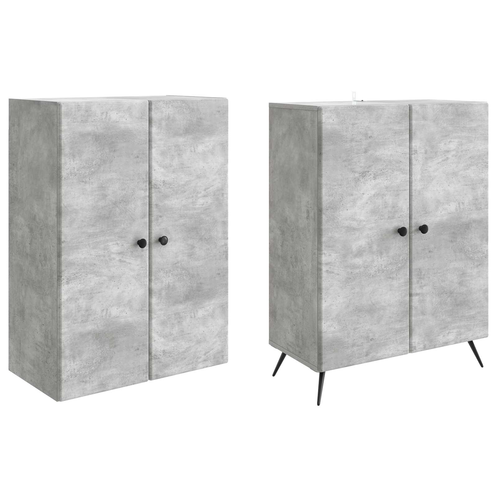 Set ormara 2 pcs Betonska siva Konstruirano drvo