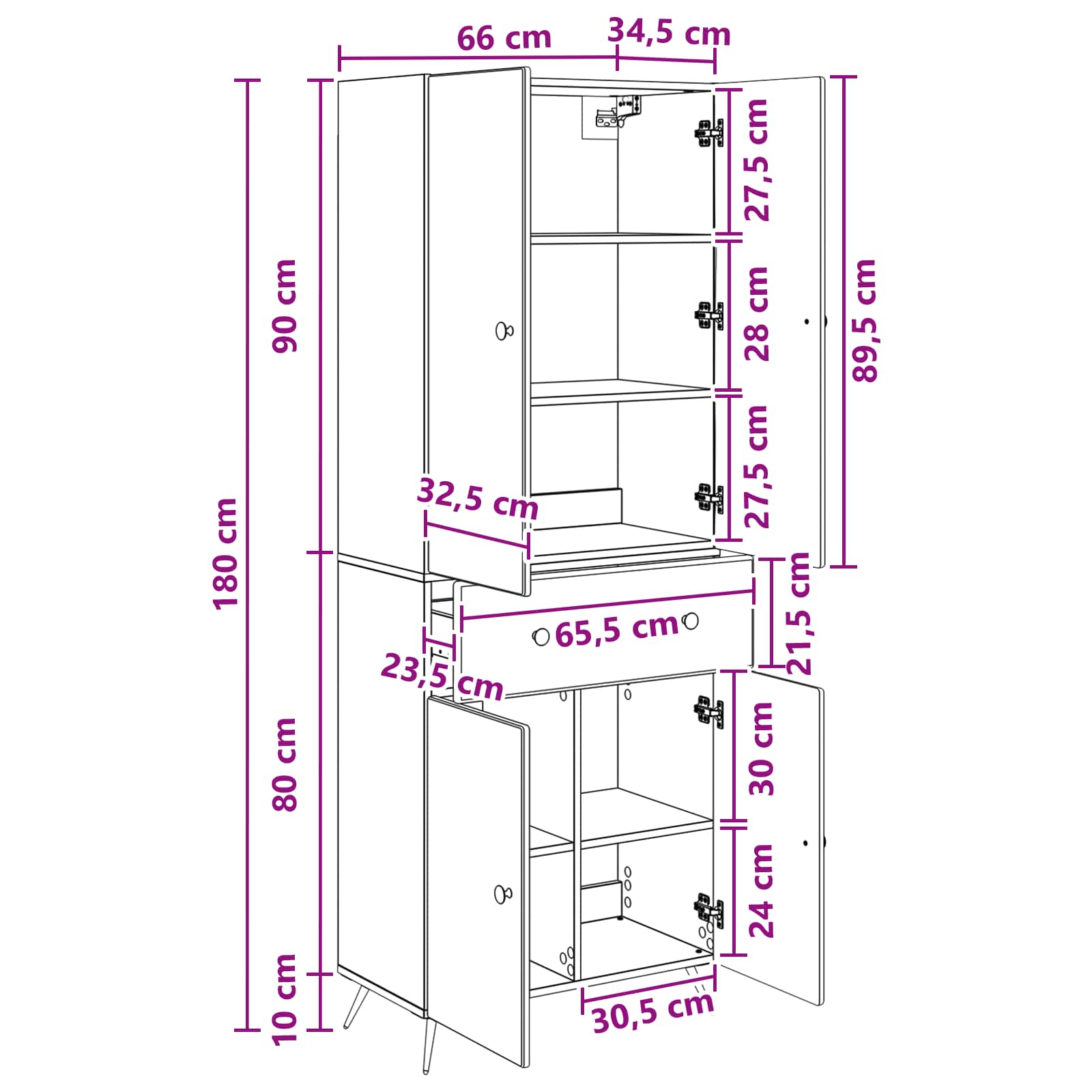 2 pcs Hrast sonoma