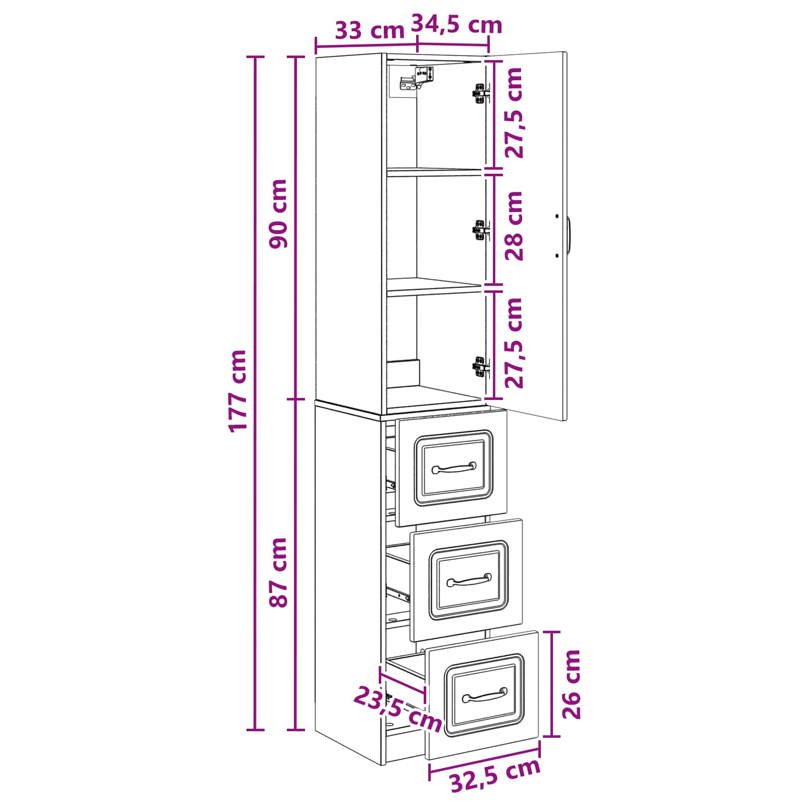 Set ormara 2 pcs Bijela visokog sjaja 33 x 34,5 x 87 cm