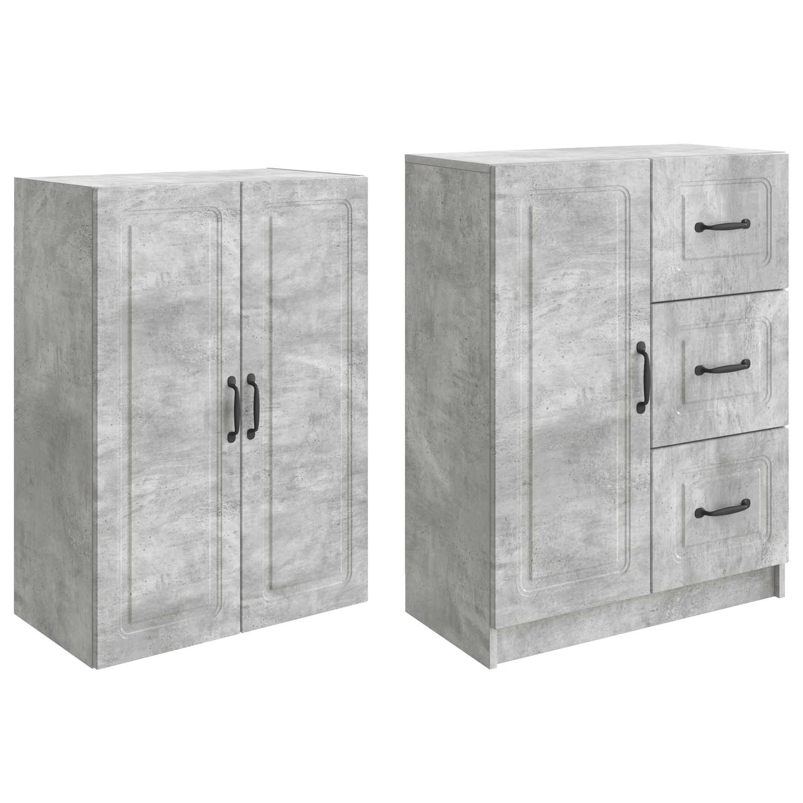 Set ormara 2 pcs Betonska siva Konstruirano drvo