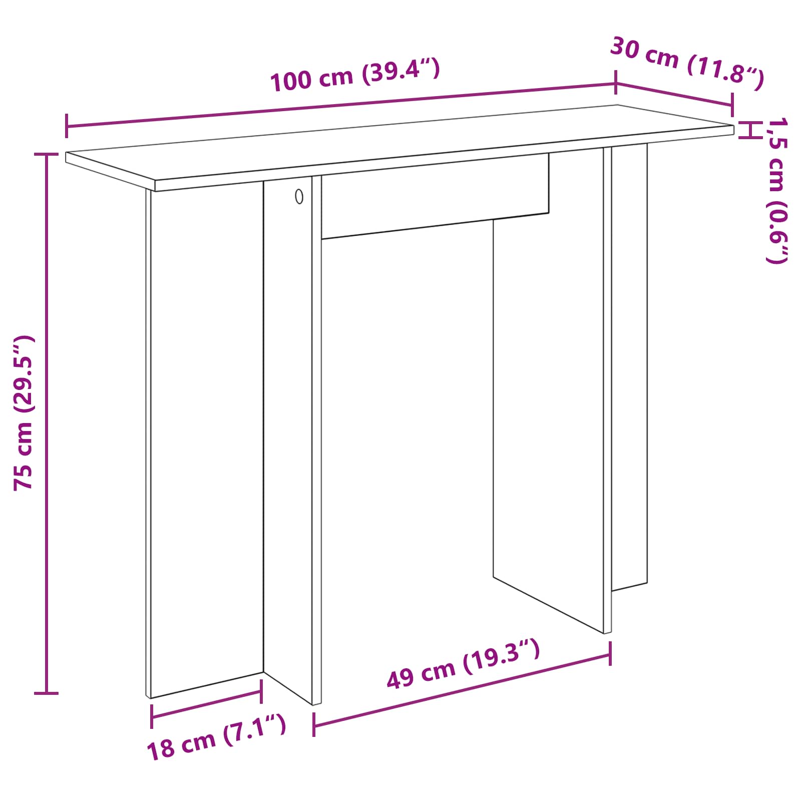 Konzolni stol Bijela 100 x 30 x 75 cm Konstruirano drvo