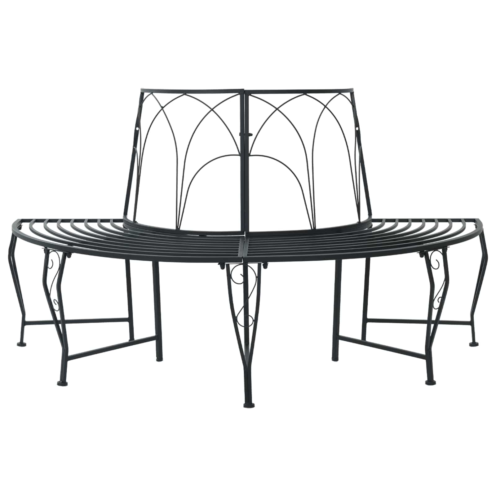 Klupa pod drvetom 4-Broj sjedala 160 x 80 x 89 cm Čelik Crna