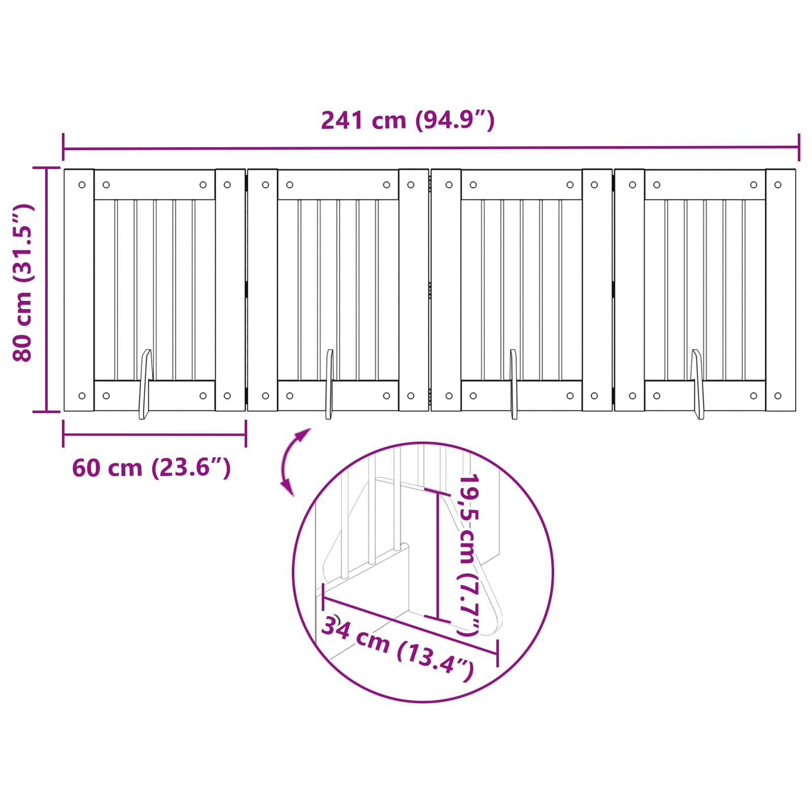 Vrata za pse s postoljem 4 pcs Hrast artisan 60 x 80 cm