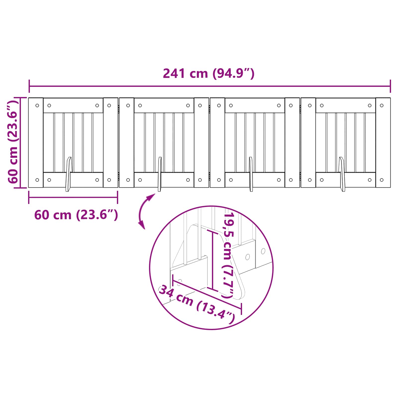 Vrata za pse s postoljem 4 pcs Hrast artisan 60 x 60 cm
