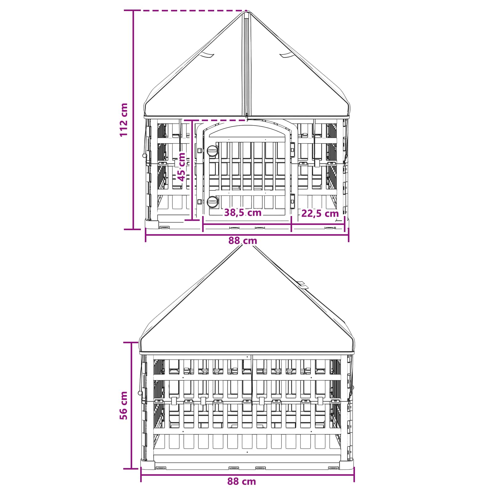 4-panelni ogradni igralište za pse s krovom 88 x 58 cm Plastika