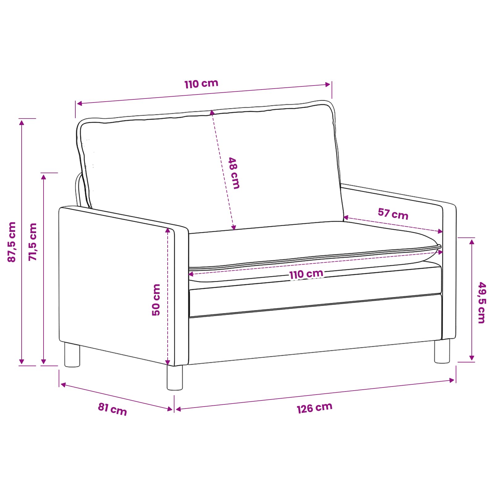 Set sofe 2 pcs Svjetlosiva Poliester