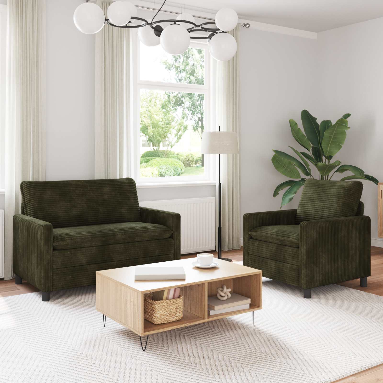 Set sofe 2 pcs Zelena Poliester