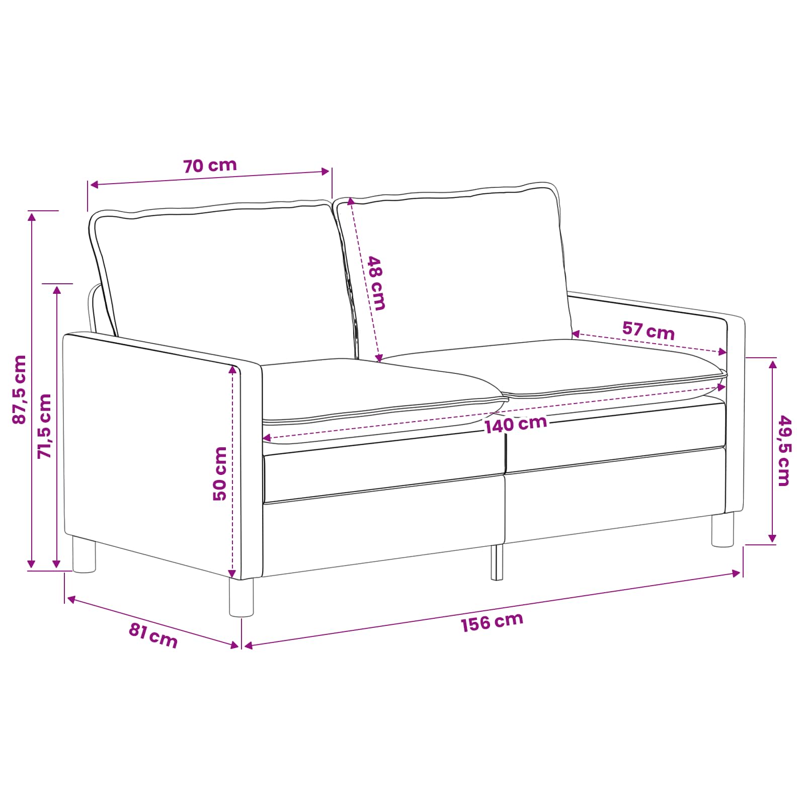 Sofa Plava 156 x 81 x 87,5 cm Poliester