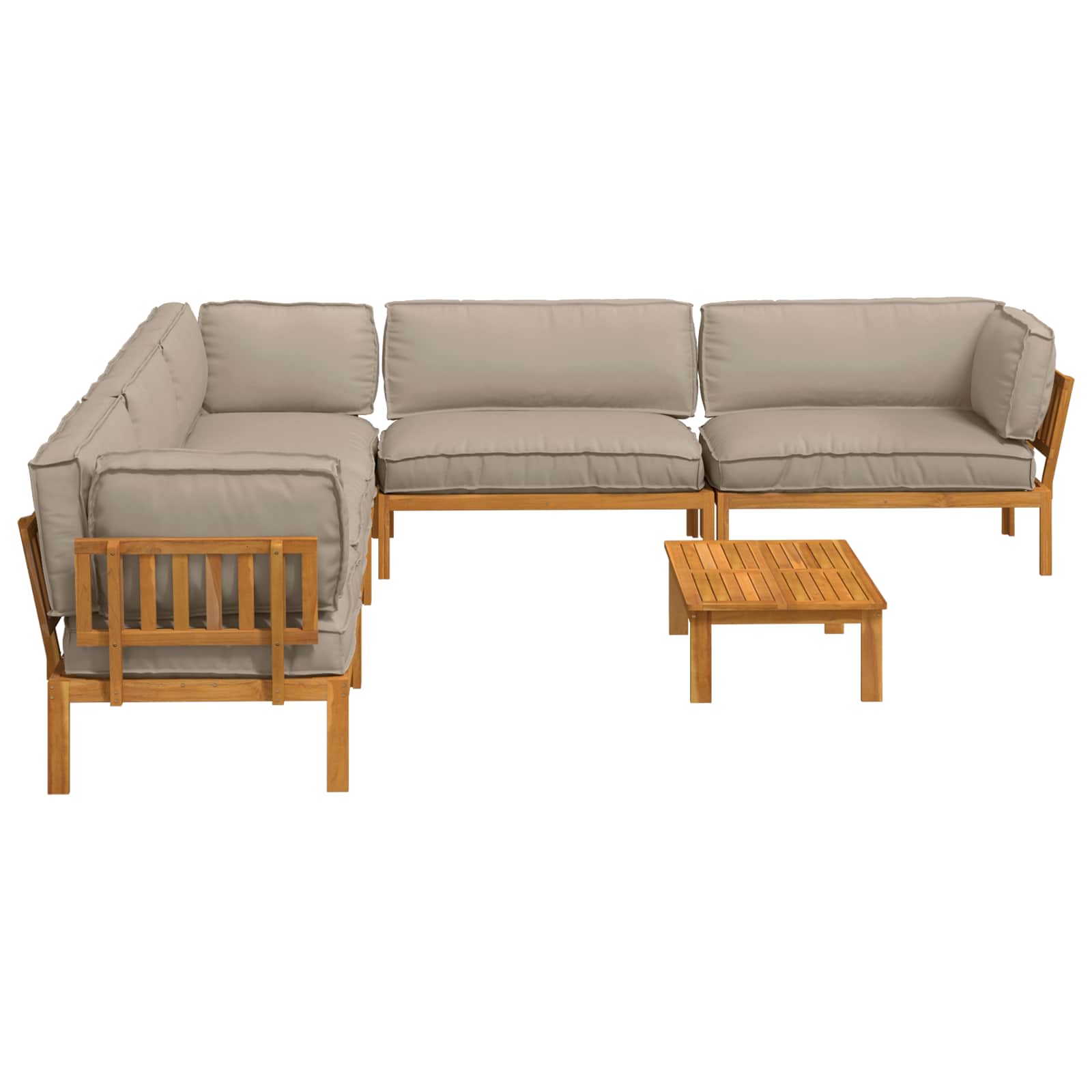 Set sofe s jastukom 6 pcs Sivo-smeđa Čvrsto drvo akacije