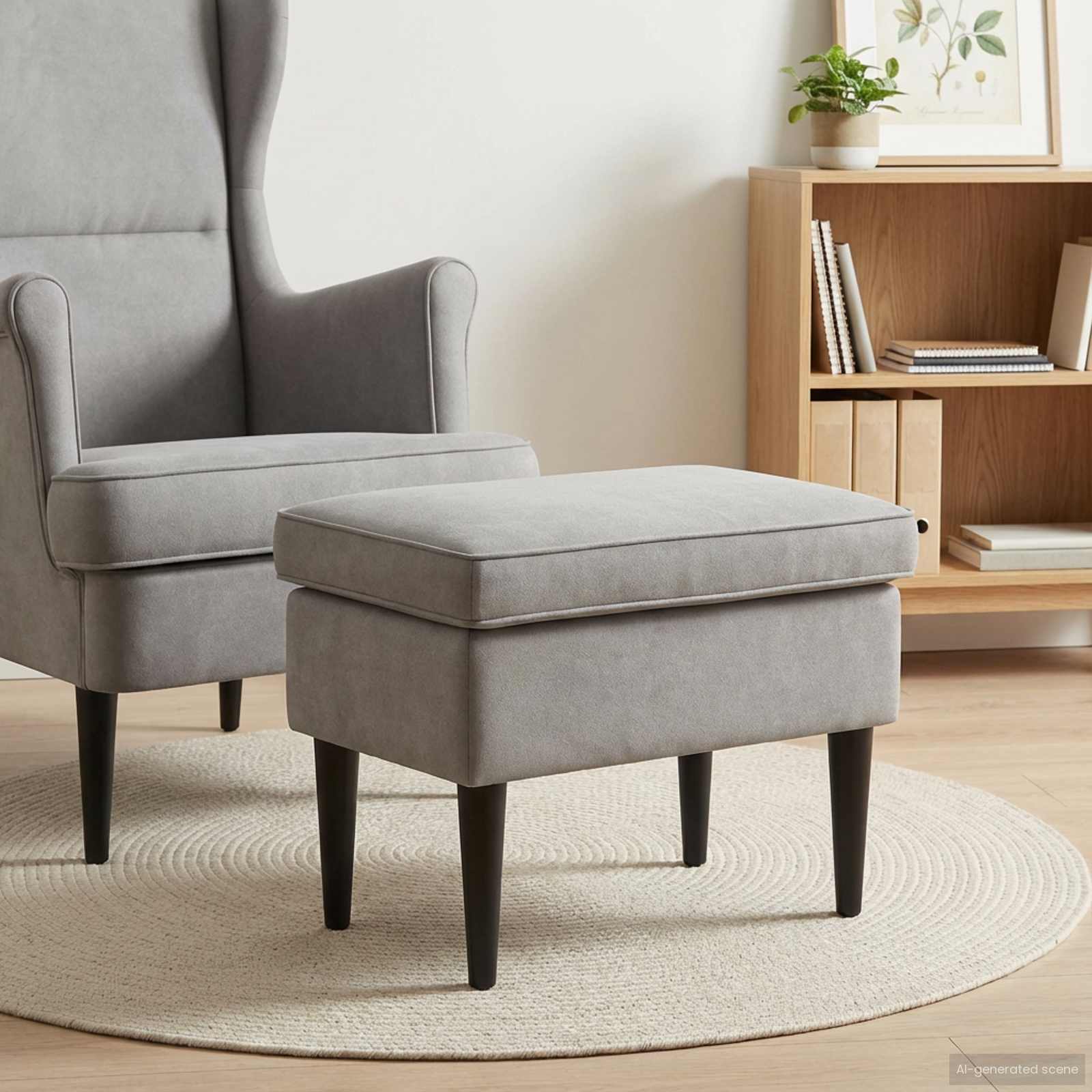 Stolica za noge Svjetlosiva 55 x 35 x 41 cm Baršun