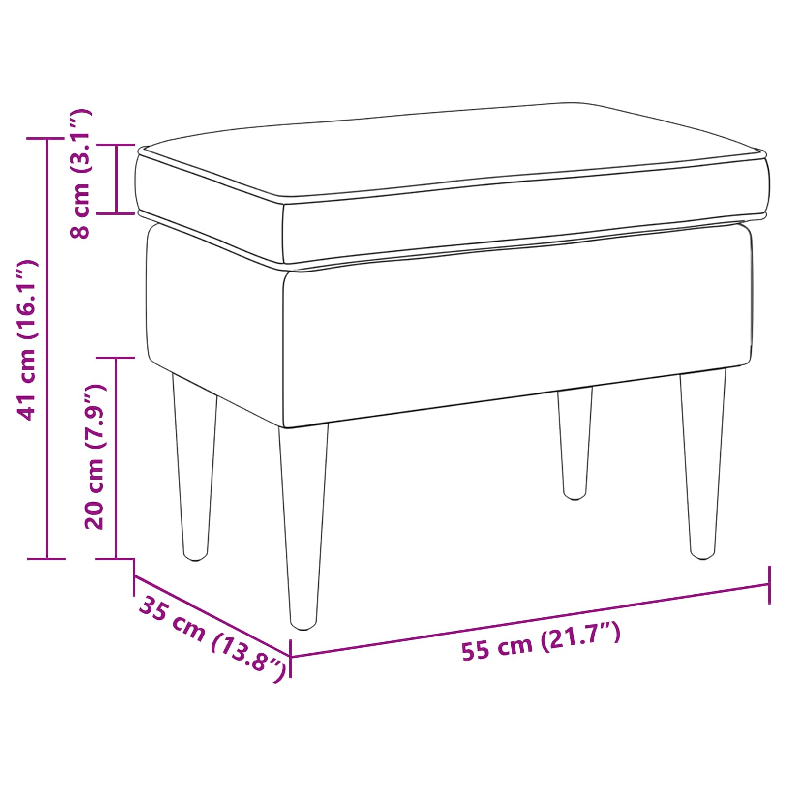 Stolica za noge Krem 55 x 35 x 41 cm Bouclé