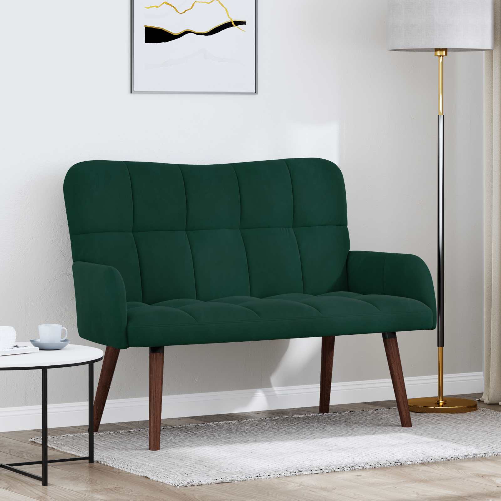 Sofa za dvije osobe Tamnozelena 115 x 61 x 87 cm Baršun