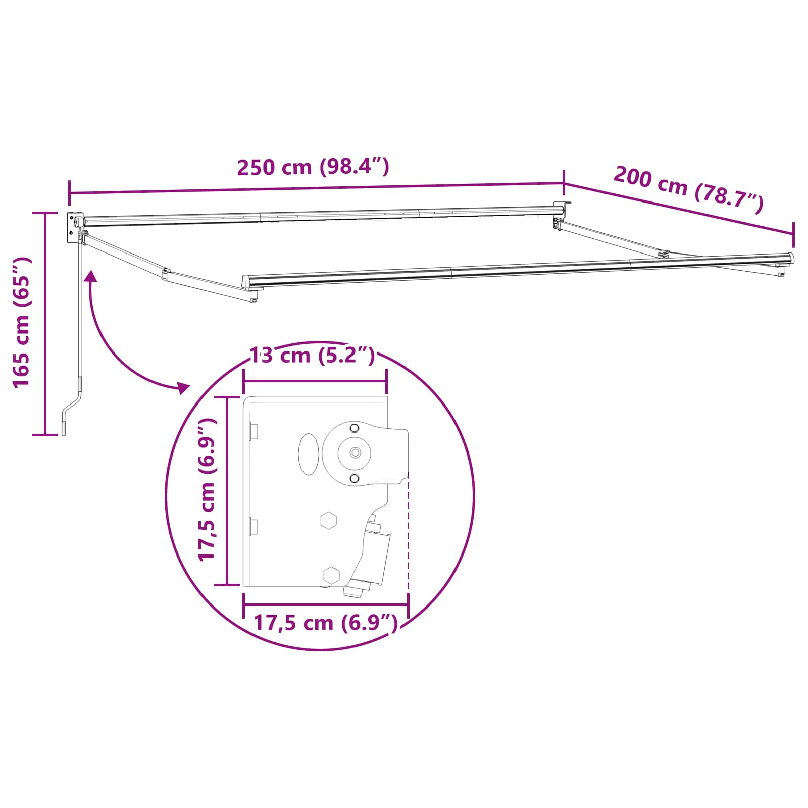 Povlačivi tende Žuta, siva i bijela 2,5 x 2 m