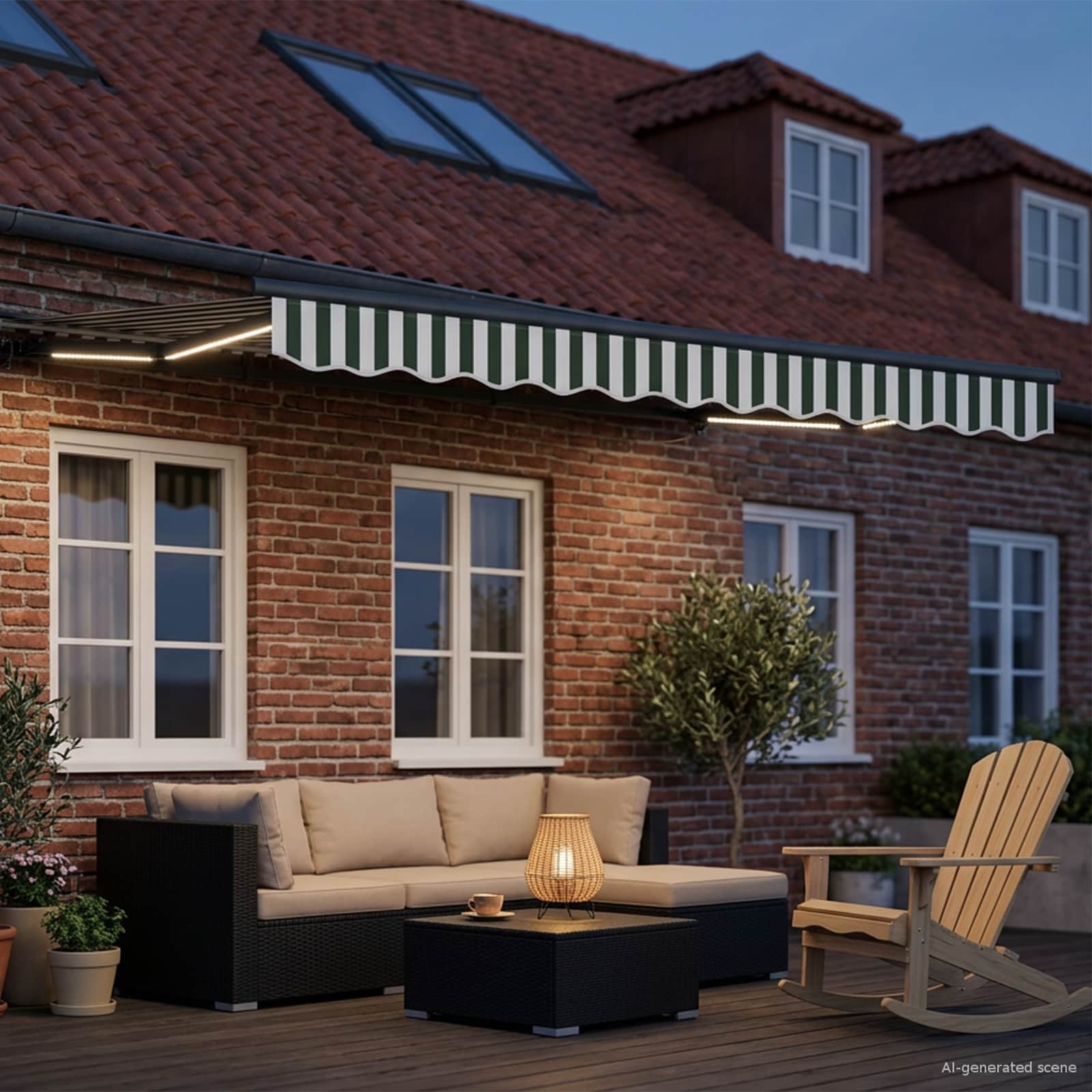 Ručni okvir tende s LED-ima Zelena, Bijela, Antracit 3,5 x 2 m