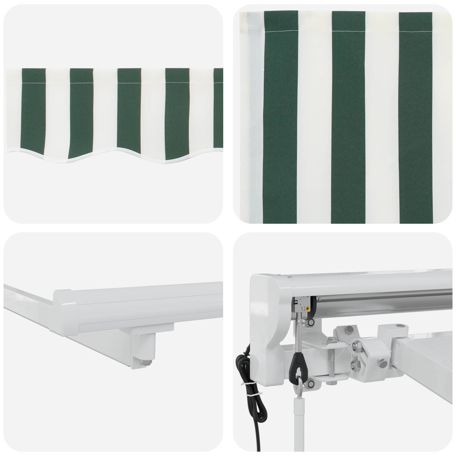 Električna retraktabilna tenda Zelena i bijela 3 x 2 m