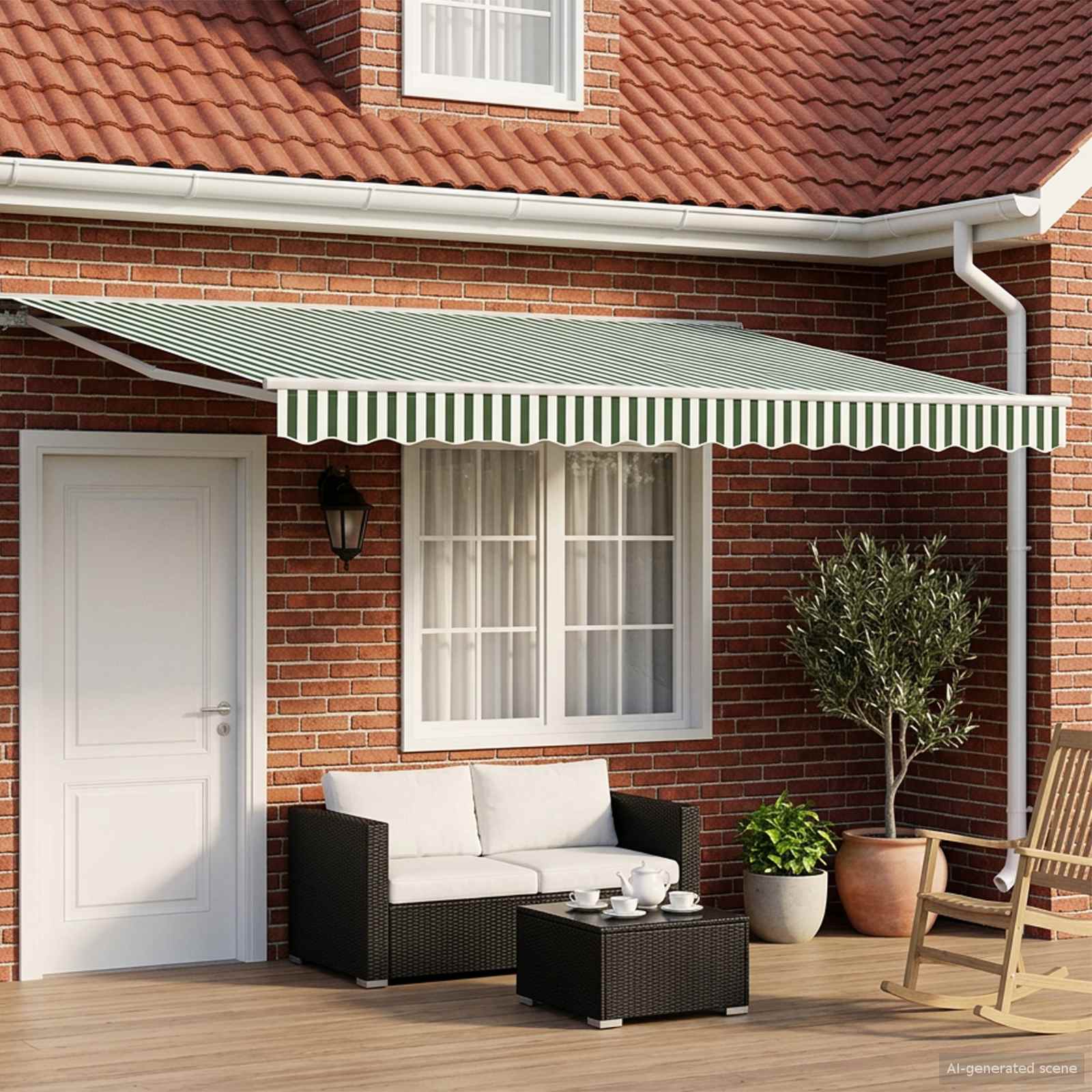 Električna retraktabilna tenda Zelena i bijela 4 x 2 m