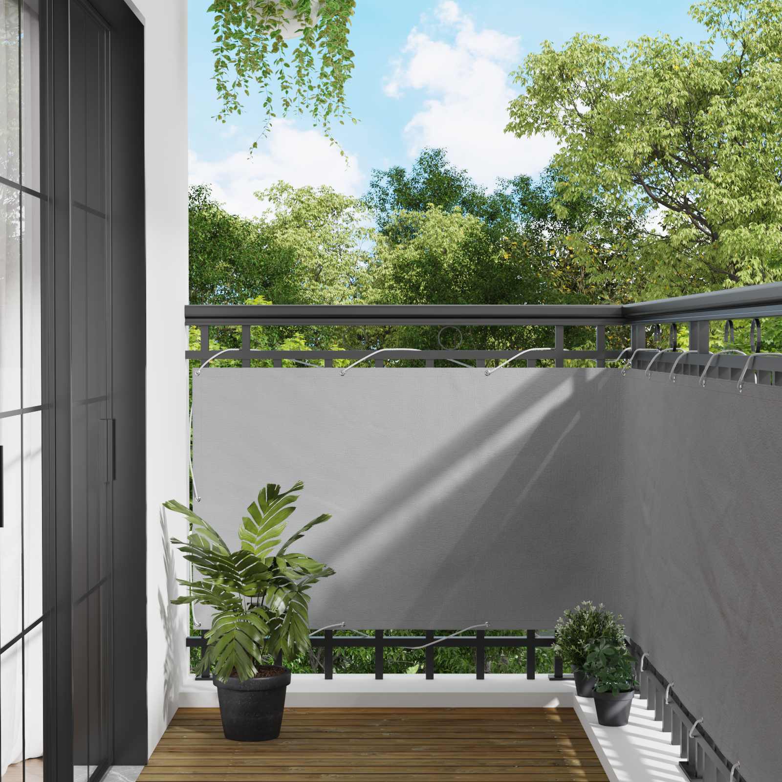 Balcony ekran Svijetlo siva 100 x 800 cm Oxford tkanina