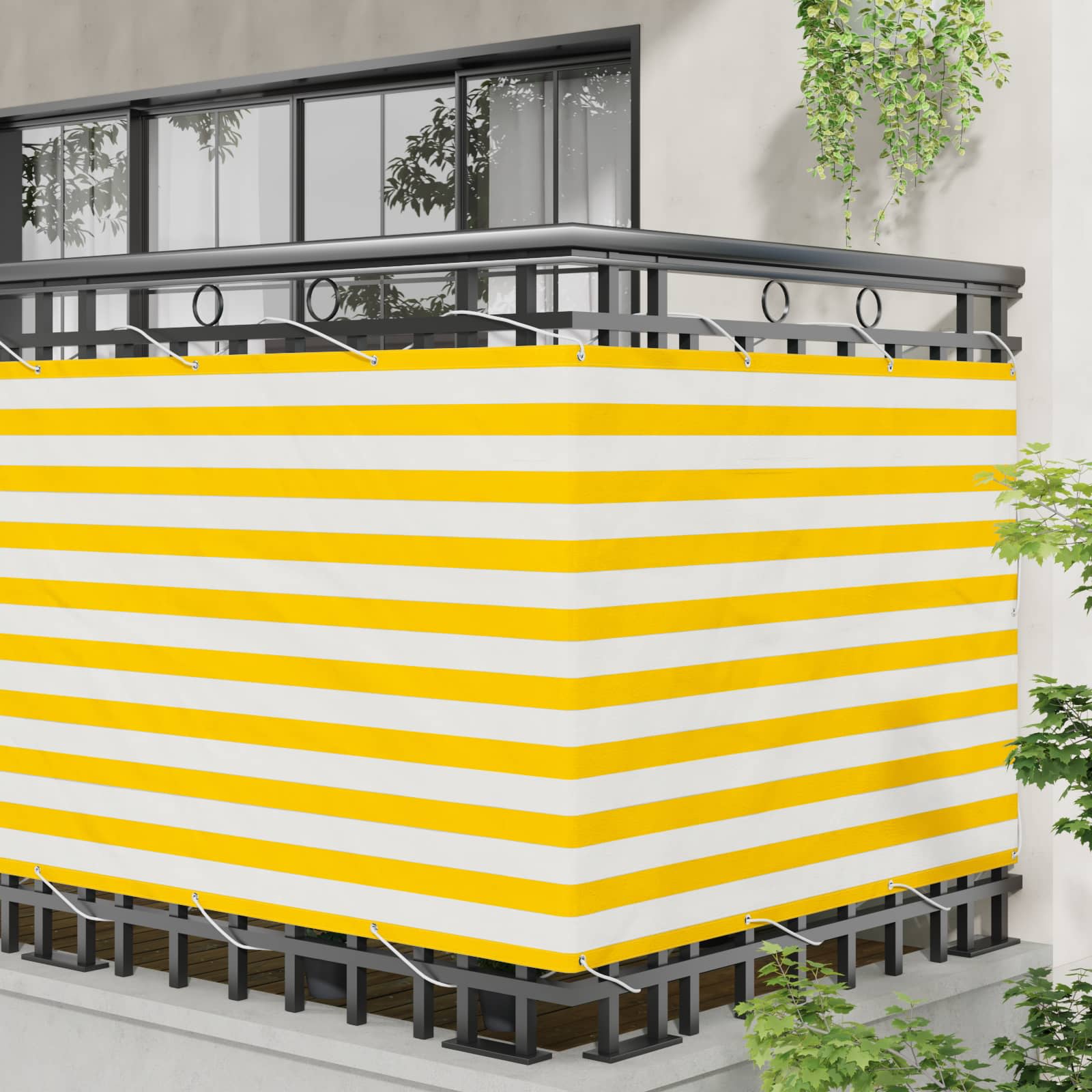 Balcony ekran Žuta i bijela 110 x 400 cm Oxford tkanina