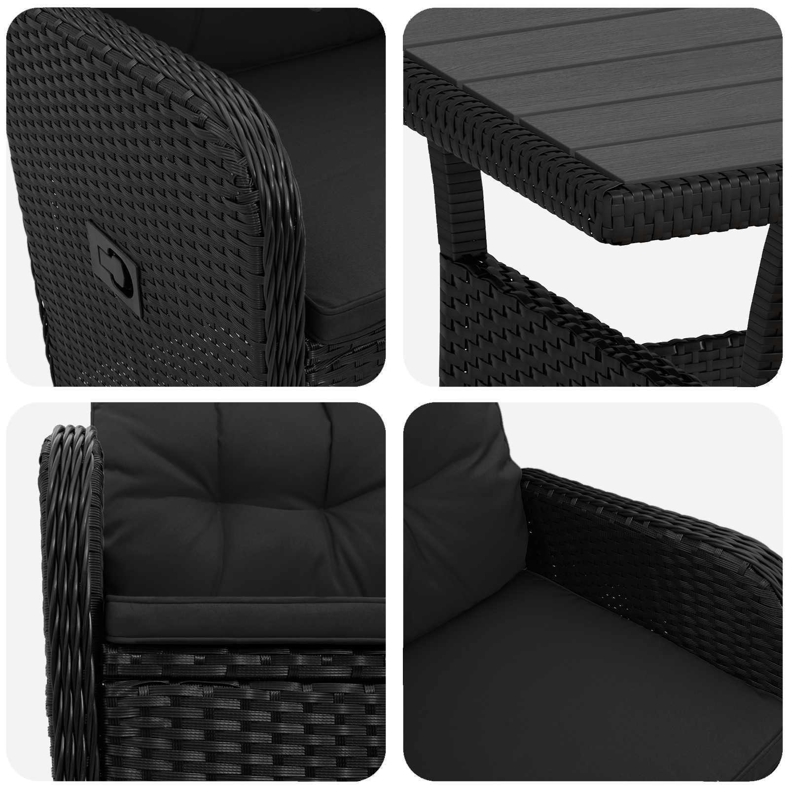 Vanjski set za objedovanje 3 pcs Crna poliratan
