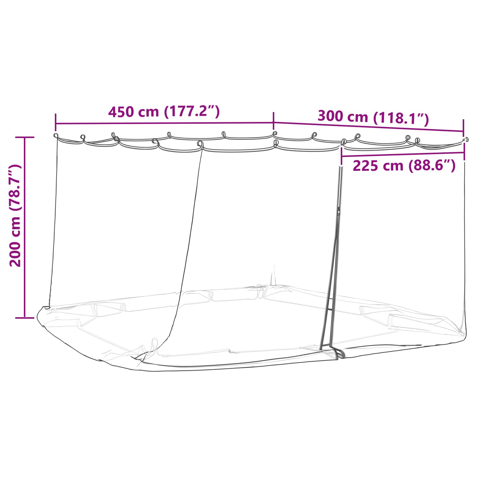 Mreža protiv komaraca za gazebo 220 mesh Bijela 4,5 x 3 x 2 m