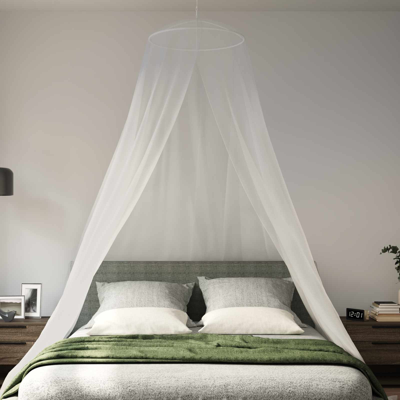 Mreža za komarce za krevet 3 pcs 156 mesh Bijela Ø56 x 220 cm
