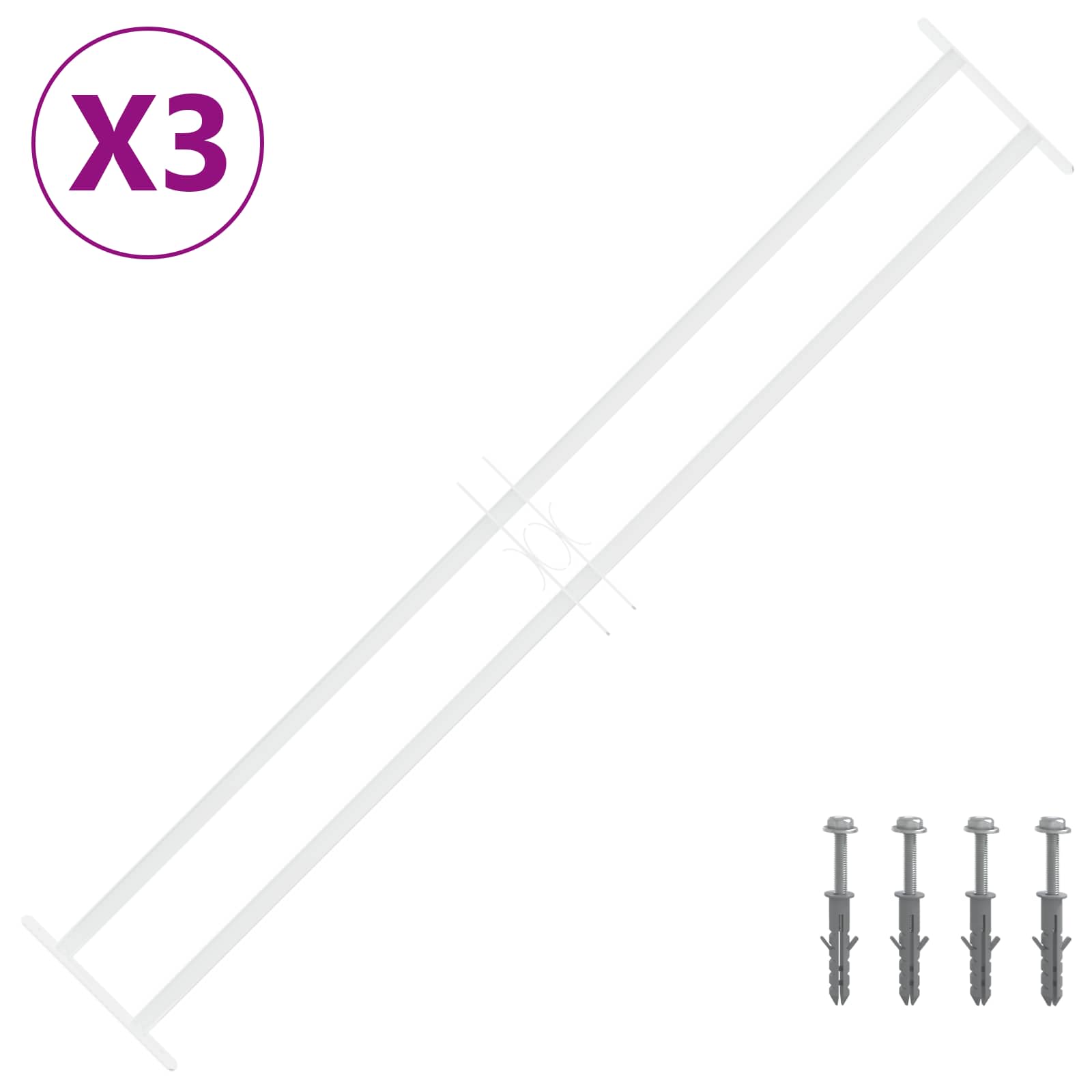 Rešetka za sigurnost prozora s 2 prekrižena nosača 3 pcs