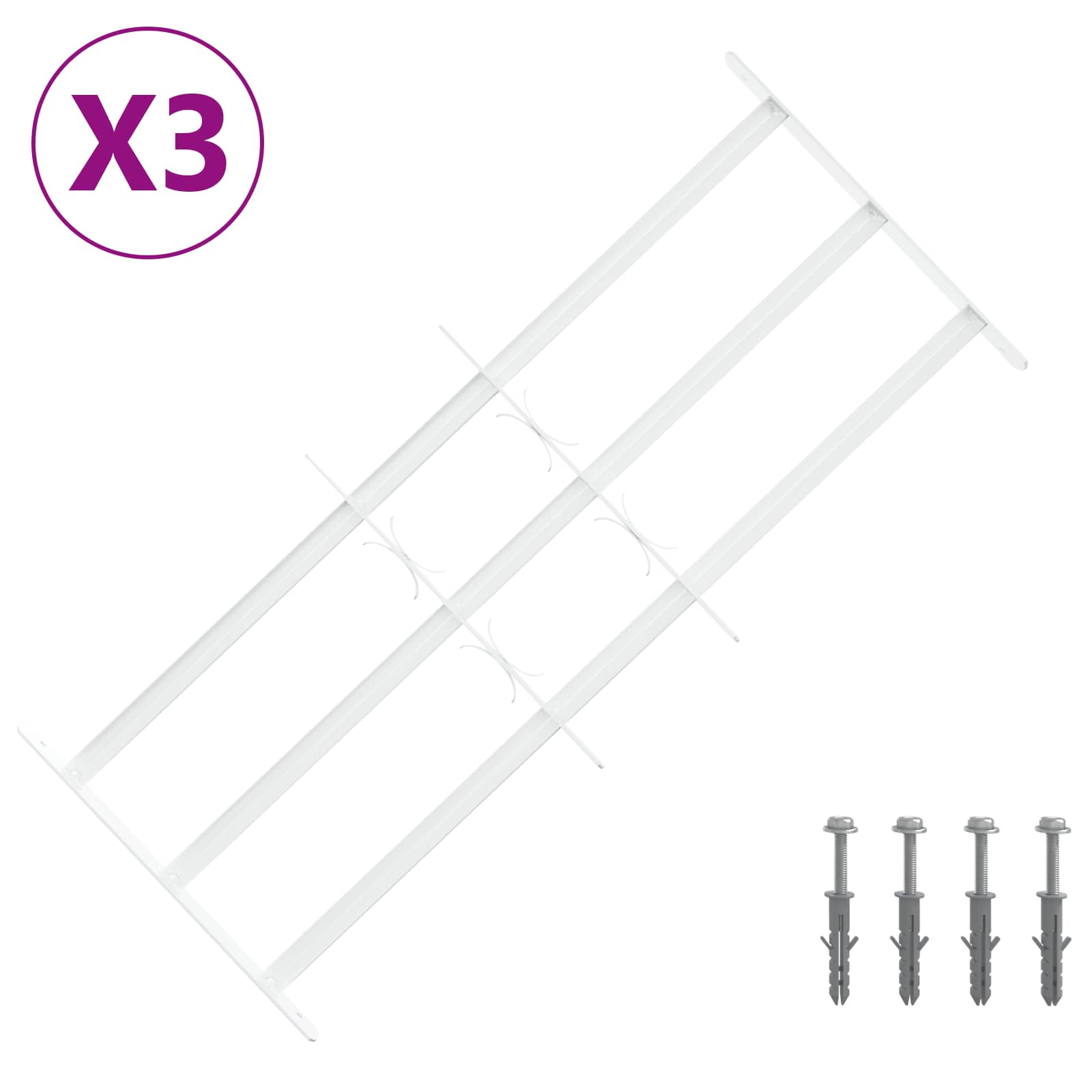 Sigurnosna rešetka za prozore s 3 poprečna okvira 3 pcs