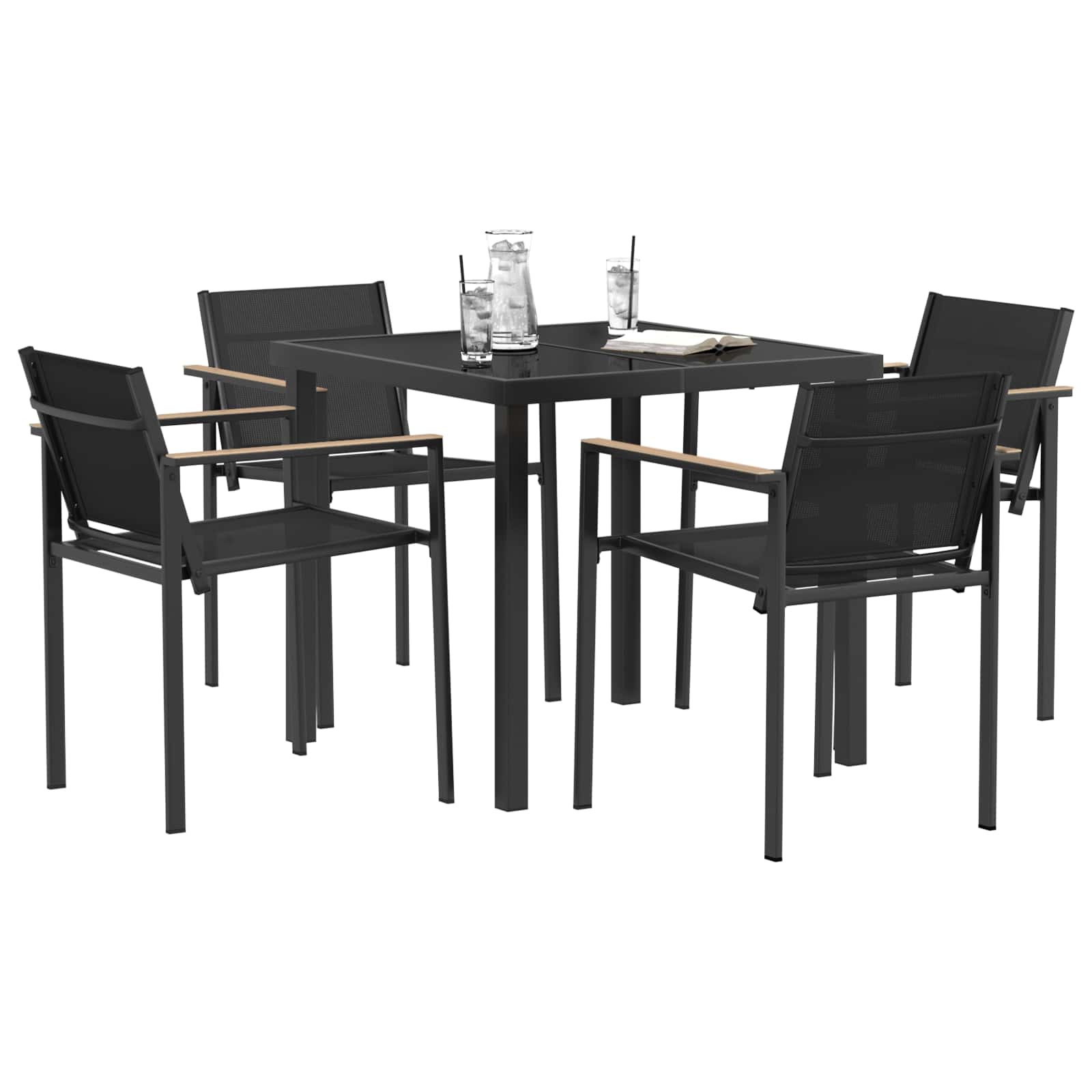 Set vanjskog namještaja 5 pcs Crna i antracit 80 x 80 x 73 cm