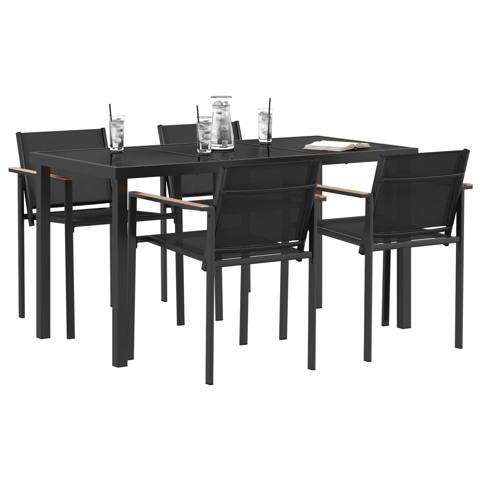 Set vanjskog namještaja 5 pcs Crna i antracit 140 x 70 x 73 cm