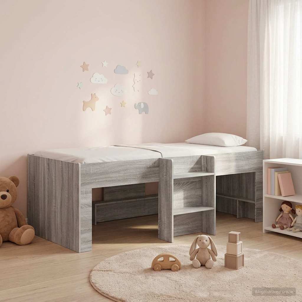 Kreveta za visoko spavanje djece 2 pcs Siva Sonoma