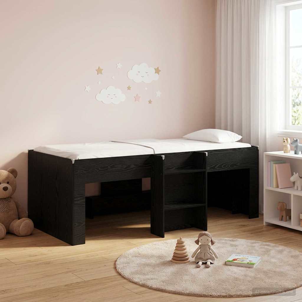 Kreveta za visoko spavanje djece 2 pcs Crni hrast 98.5 x 200 cm