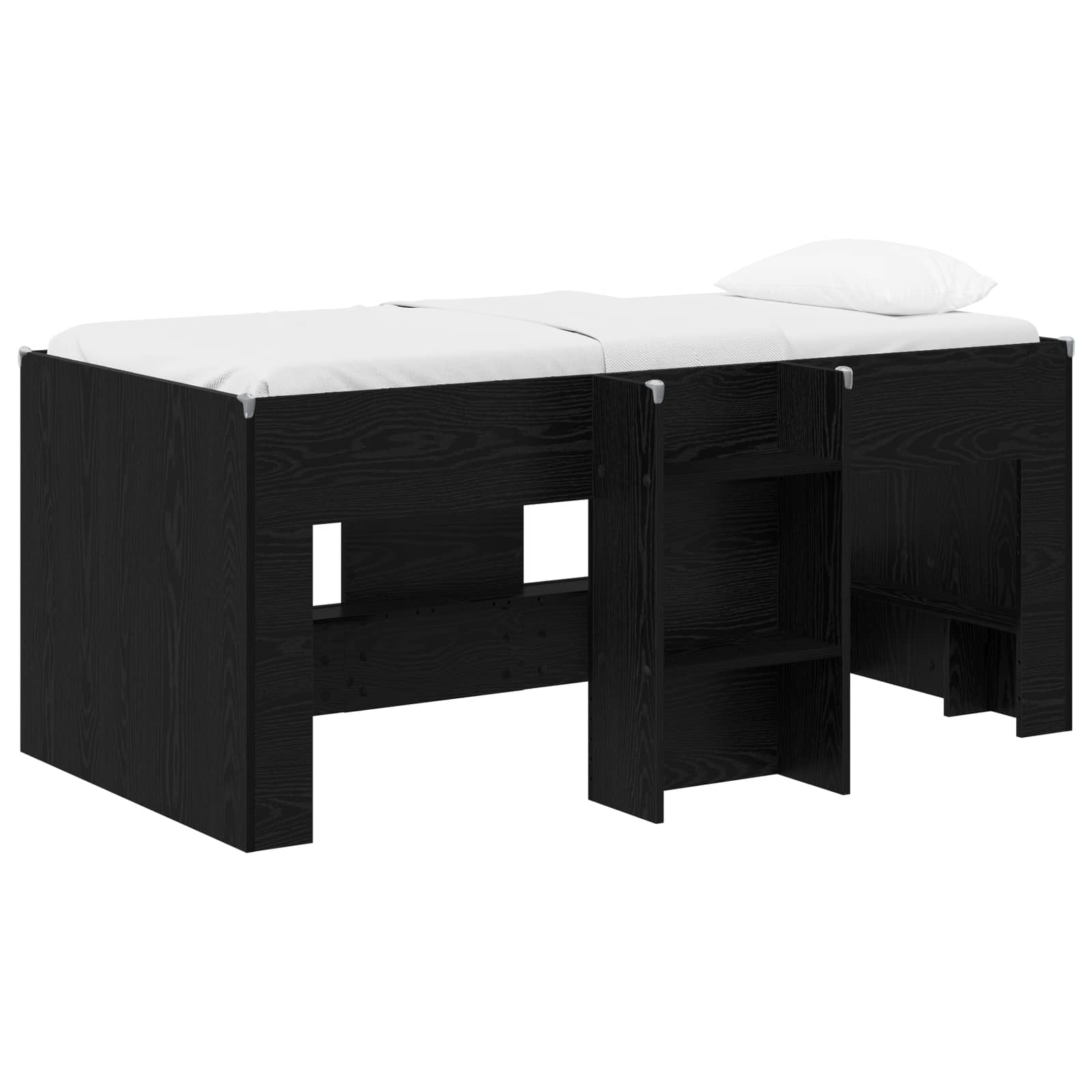 Kreveta za visoko spavanje djece 2 pcs Crni hrast