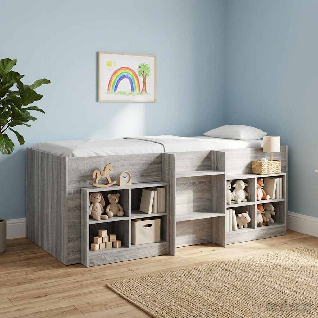 Kreveta za visoko spavanje djece 2 pcs Siva Sonoma 90 x 190 cm