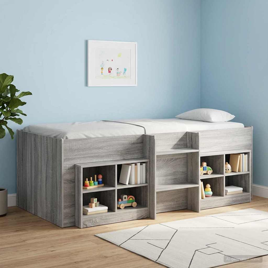 Kreveta za visoko spavanje djece 2 pcs Siva Sonoma