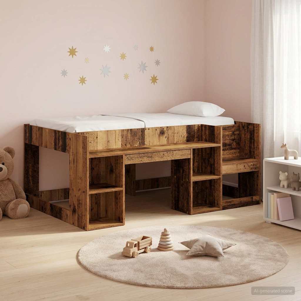Krevet za djecu s ladicama Staro drvo 80 x 160 cm