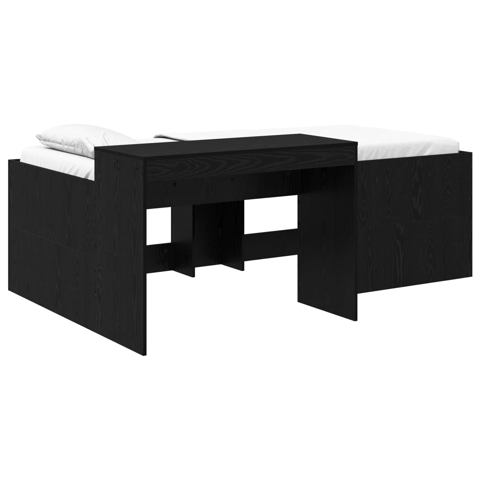 Krevet za djecu s visokim okvirom i stolom Crna 75 x 190 cm