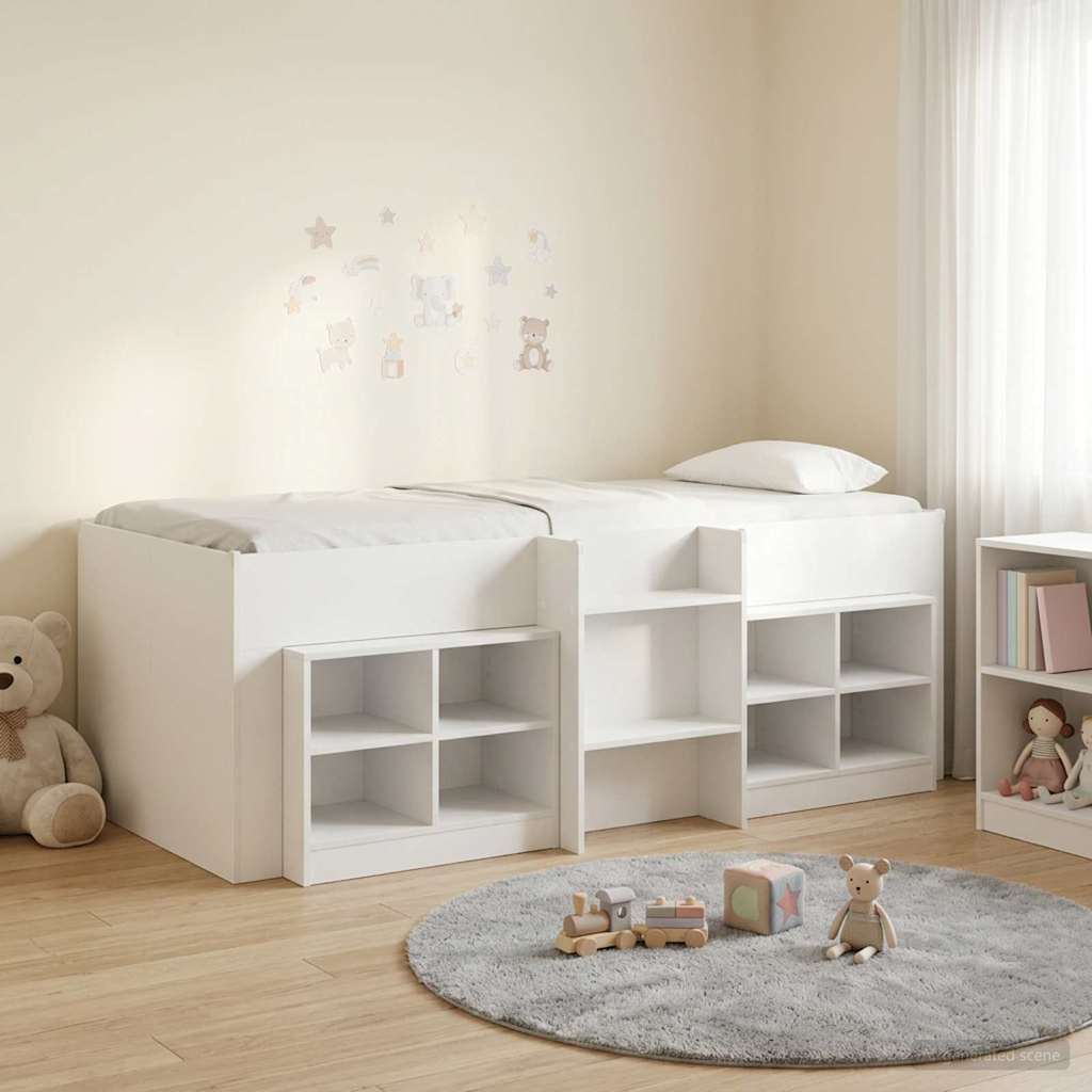 Loft krevet s ormarom s policom 3 pcs Bijela Konstruirano drvo