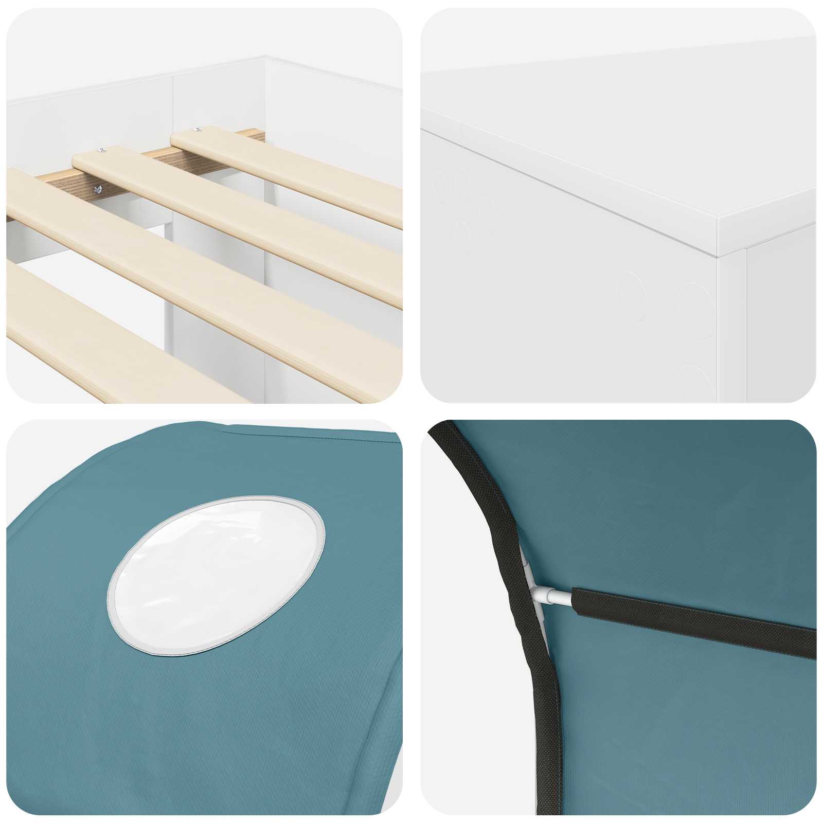 Krevet s Tunnels 4 pcs Artisian hrast i svijetlo plava