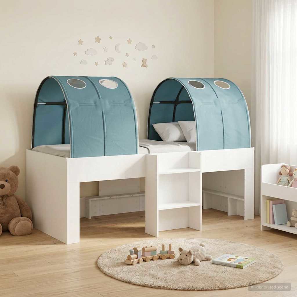 Krevet s Tunnels 4 pcs Bijela i svjetloplava Konstruirano drvo