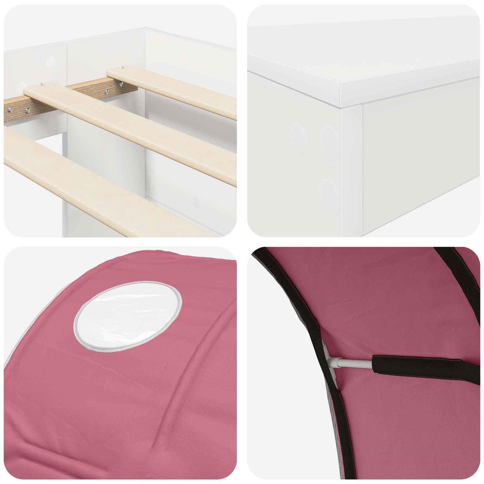 Krevet s Tunnels 4 pcs Bijela i ružičasta Konstruirano drvo