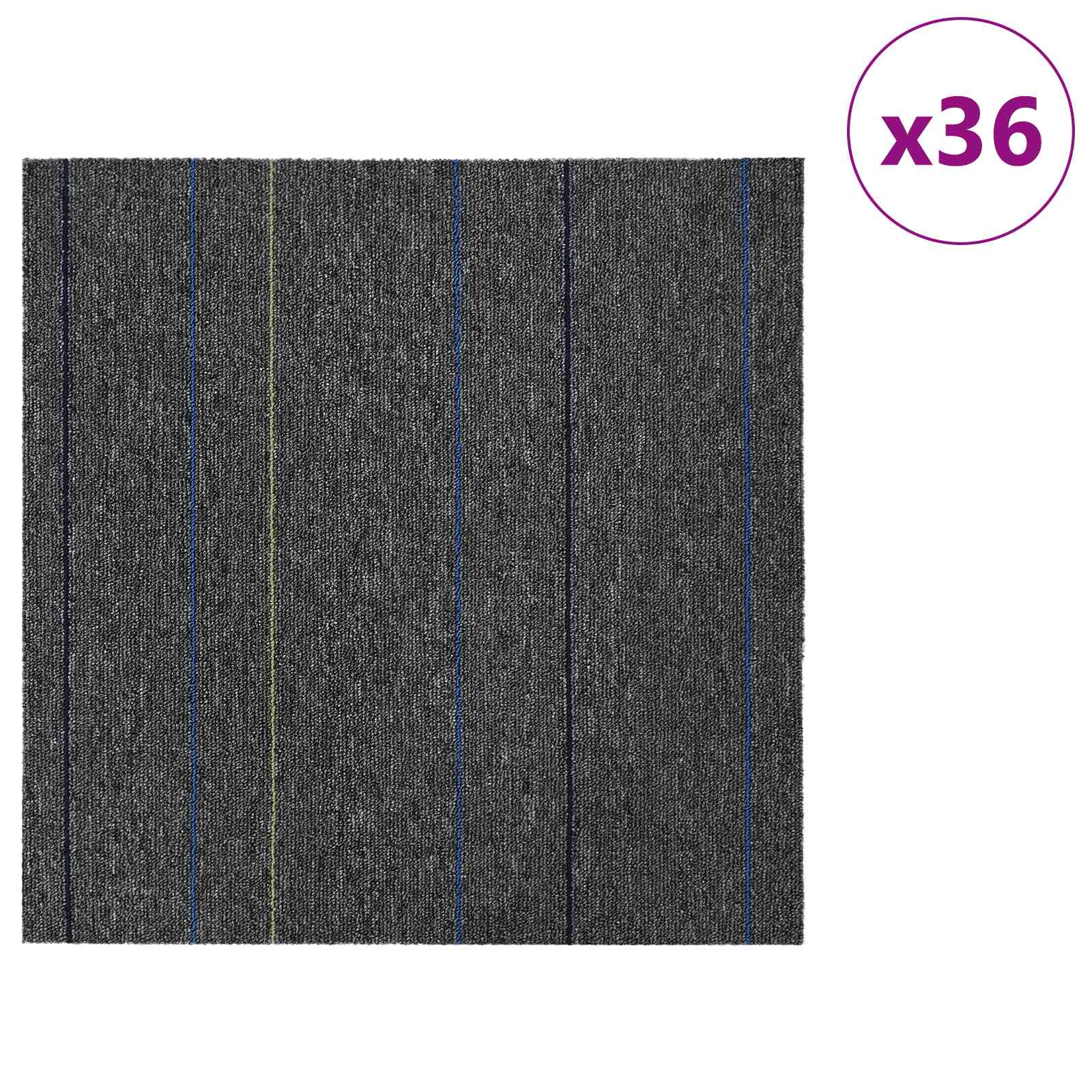 Tepih pločica Srednja siva s prugama 50 x 50 cm 36 pcs