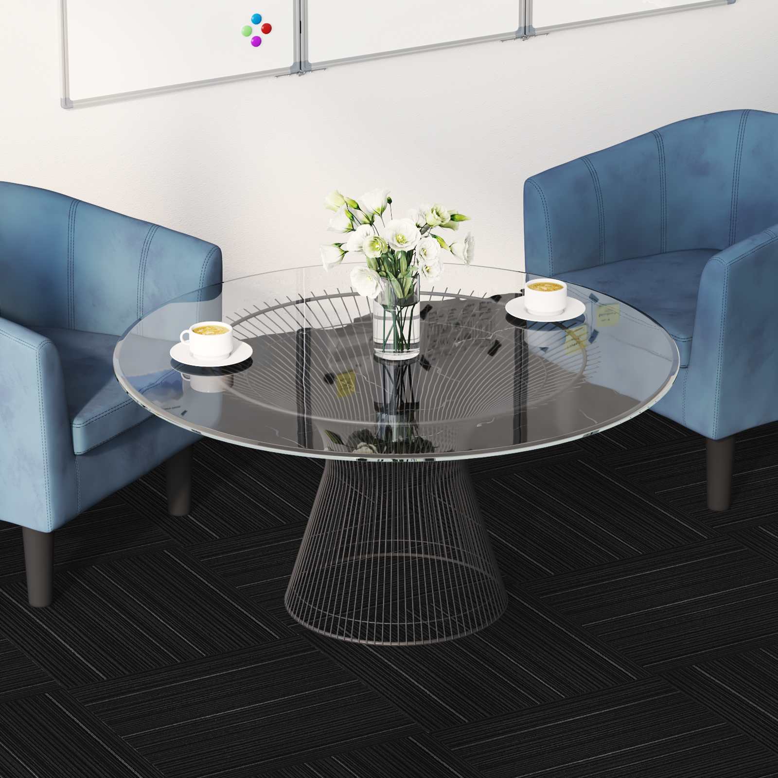 Tepih pločica Prugasta Tamnosiva 50 x 50 cm 36 pcs PP i bitumen