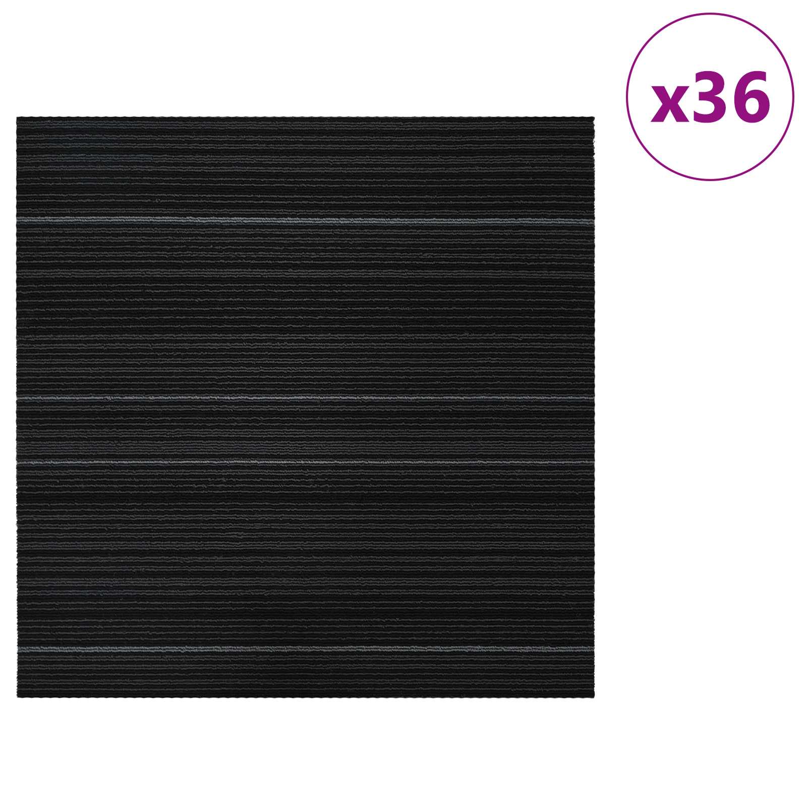 Tepih pločica Prugasta Tamnosiva 50 x 50 cm 36 pcs PP i bitumen